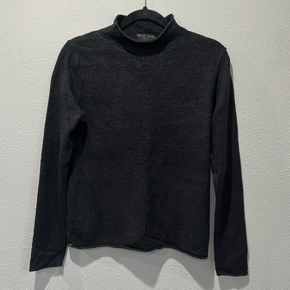 Barefoot Dreams CozyChic Lite Mock Neck Black Pullover Sweater